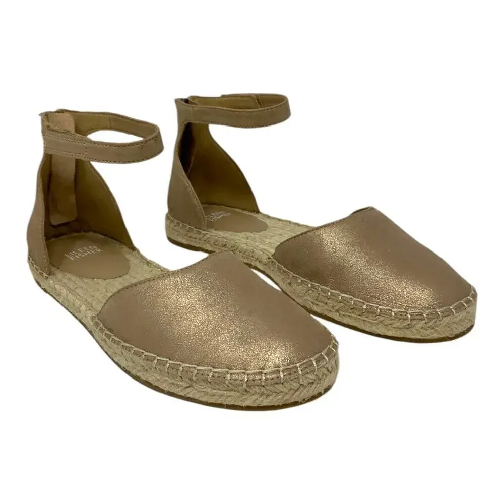 Eileen Fisher Lala Espadrille Flat In Light Gold Size 7.5 NWT $195 MSRP
